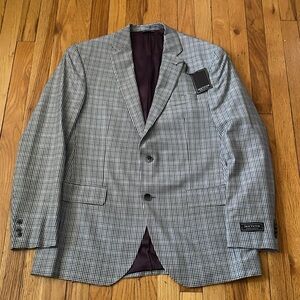 Jack Victor Conway Sportcoat Size 42R SPJ Grey Check  Super 130 NWT Retail $845